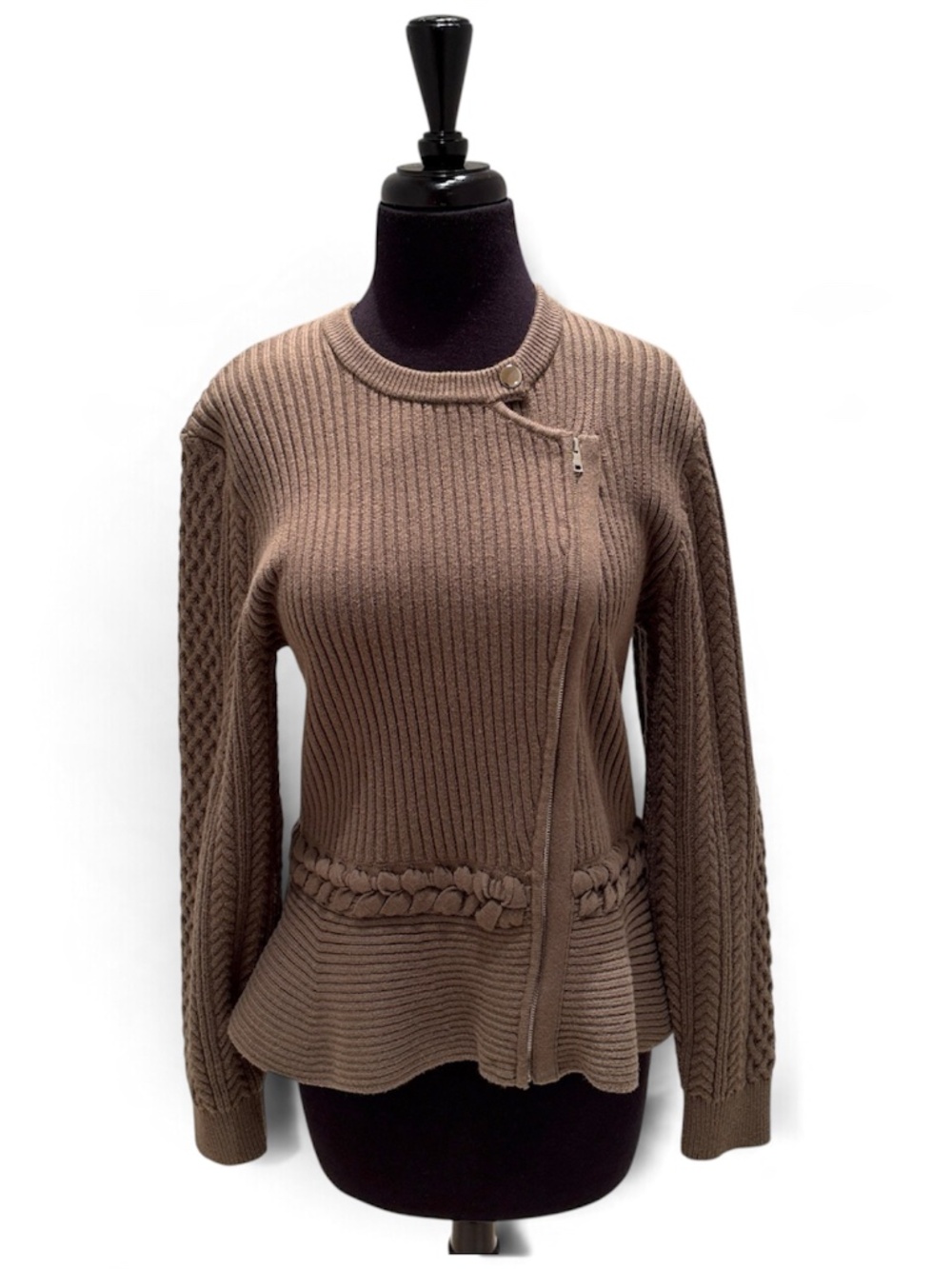 Jonathan Simkhai Andi Peplum Jacket Knit Sweater Size Large